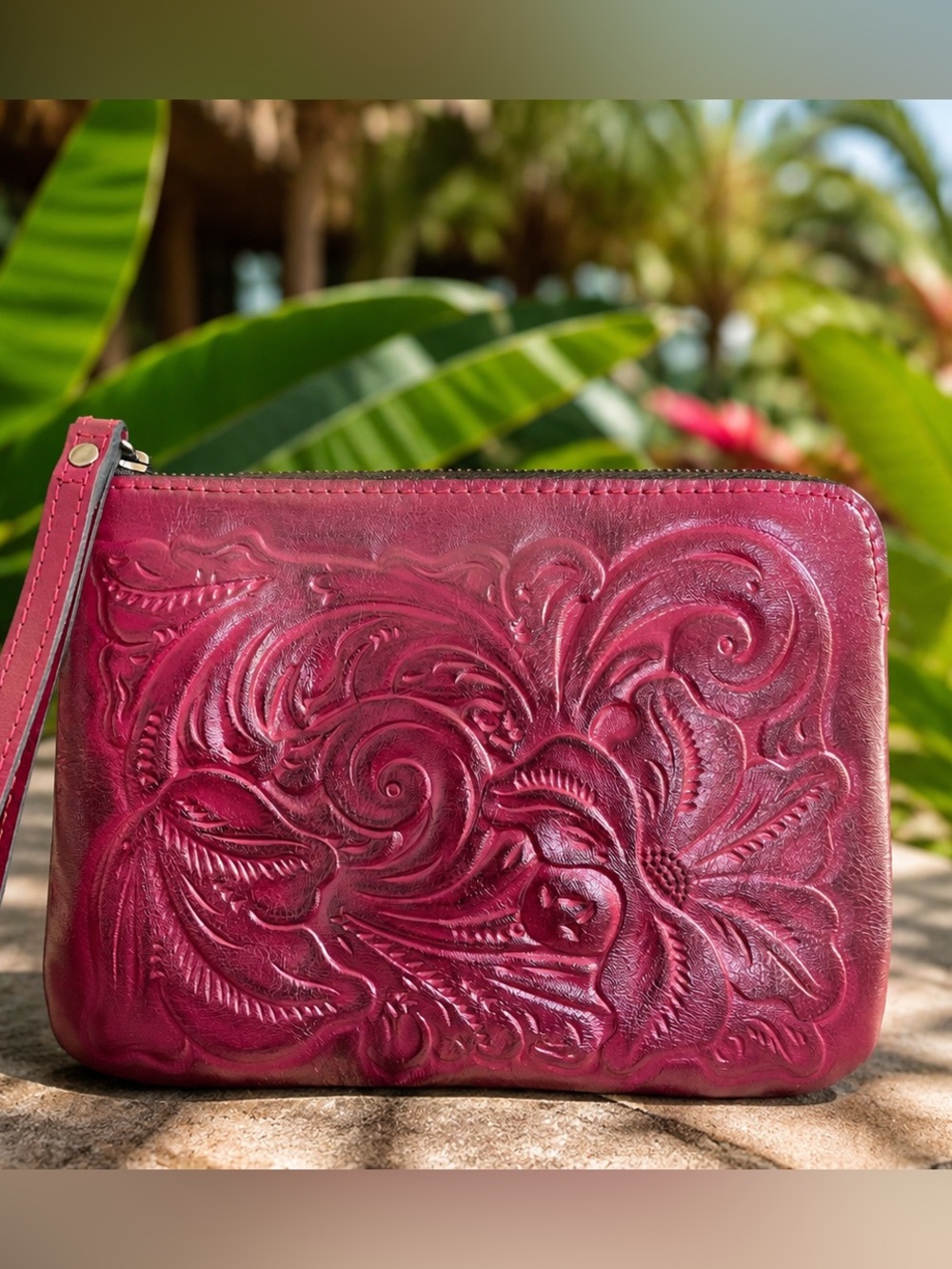 Patricia Nash Tooled Leather Cassini Wristlet